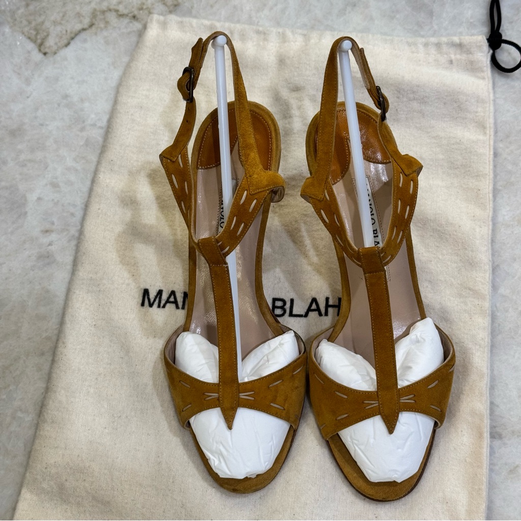 Manolo Blahnik Mustard Suede Heels